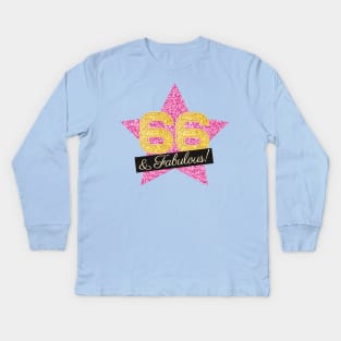 66th Birthday Gifts Women Fabulous - Pink Gold Kids Long Sleeve T-Shirt